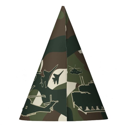 Militaire Camo Tank Jet Helikopter Boys Party Pett Feesthoedjes (Achterkant)