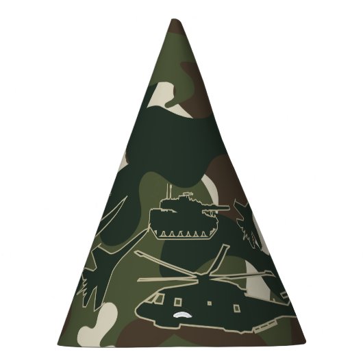 Militaire Camo Tank Jet Helikopter Boys Party Pett Feesthoedjes (Rechts)