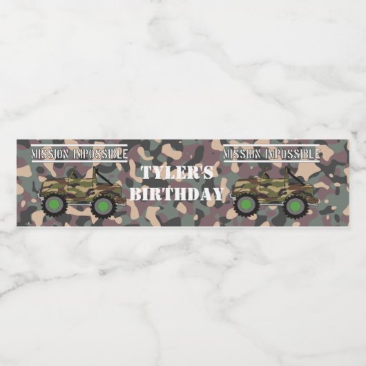 Militaire Camo Verjaardagspartij Waterfles Labels Waterfles Etiket (Enkel label)