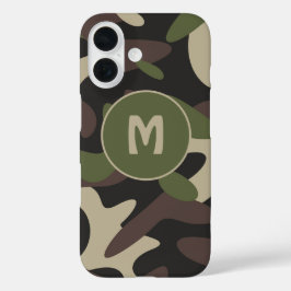Militaire camouflage cameo groen patroon monogram iPhone 16 hoesje
