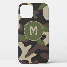 Militaire camouflage cameo groen patroon monogram iPhone 16 hoesje