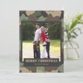 Militaire Camouflage Camo Kerstmis Familie Foto Feestdagenkaart (Staand voorkant)