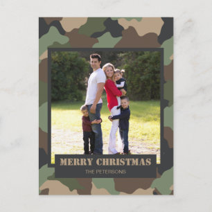 Militaire Camouflage Camo Kerstmis Familie Foto Feestdagenkaart