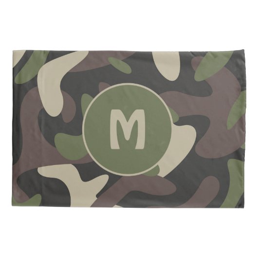 Militaire Camouflage Groen Bruin Abstract Monogram Kussensloop (Achterkant)