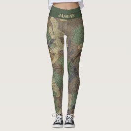 Militaire Camouflage Jagen en Vissen Camo Print Leggings