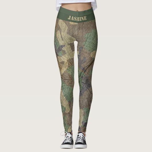Militaire Camouflage Jagen en Vissen Camo Print Leggings (Voorkant)