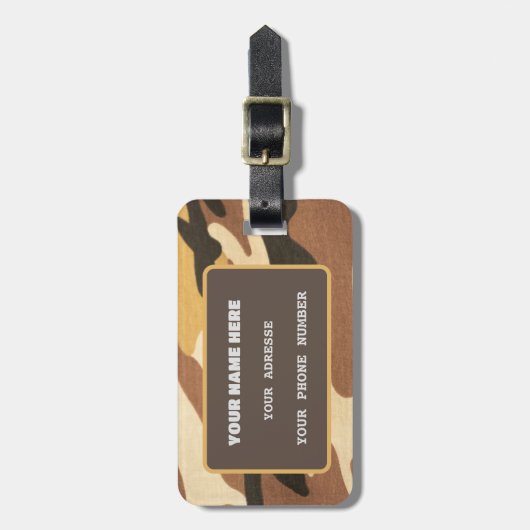 Militaire camouflage, militaire camo gepersonalise bagagelabel (Voorkant verticaal)