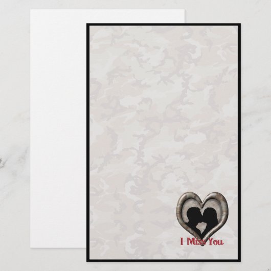 Militaire Camouflage "Miss You" Briefpapier (Voorkant / Achterkant)