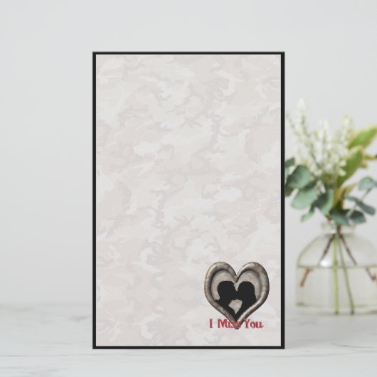 Militaire Camouflage "Miss You" Briefpapier (Staand voorkant)