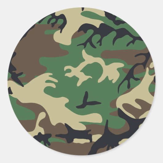 Militaire Camouflage Ronde Sticker (Voorkant)
