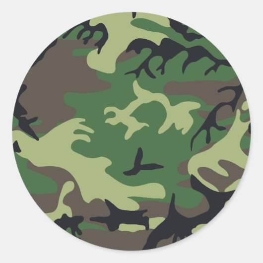 Militaire Camouflage Ronde Sticker (Voorkant)