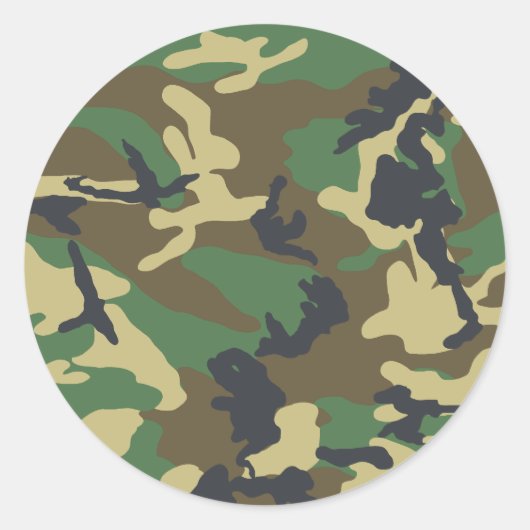 Militaire Camouflage Ronde Sticker (Voorkant)
