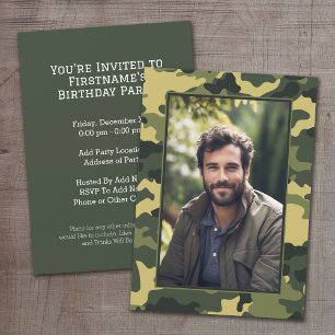 militaire camouflage Verjaardag met Foto Kaart