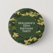 Militaire camouflage Verjaardagsfeestthema Aangepa Ronde Button 5,7 Cm (Voorkant)