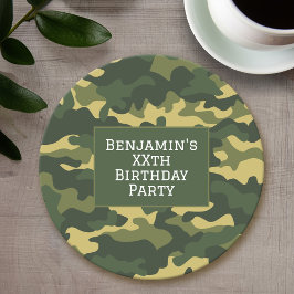 Militaire camouflage Verjaardagsfeestthema Aangepa Ronde Kartonnen Onderzetter