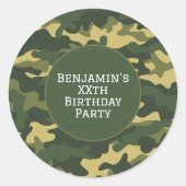 Militaire camouflage Verjaardagsfeestthema Aangepa Ronde Sticker (Voorkant)