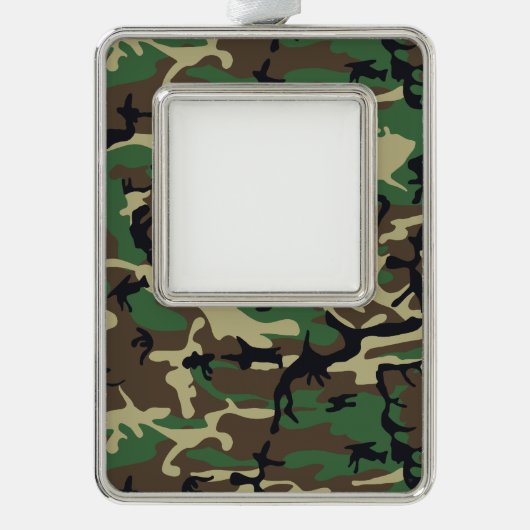 Militaire Camouflage Verzilverd Omlijst Ornament (Voorkant)