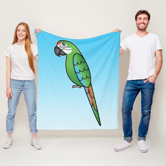 Militaire Cartoon Macaw Parrot Bird Fleece Deken (In situ)