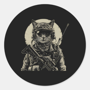 Militaire Cat Tactical Gear Veteran Soldier Gift I Ronde Sticker