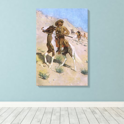 militaire cowboys, The Scout by Remington Canvas Afdruk (Insitu (Houten vloer))