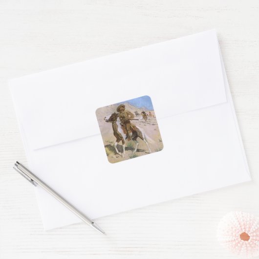  militaire cowboys, The Scout by Remington Vierkante Sticker (Envelop)
