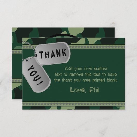 Militaire dank bedankkaart (Voorkant / Achterkant)