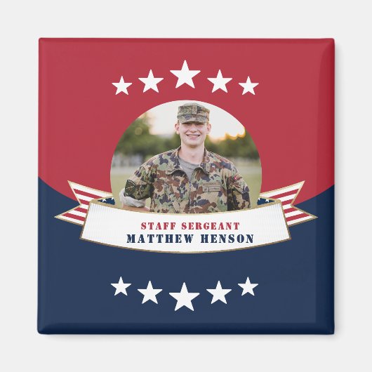 Militaire dienst Foto Red White Blue Magnet (Voorkant)