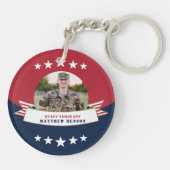 Militaire dienst Foto Red White Blue Sleutelhanger (Achterkant)