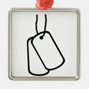 Militaire Dog Tags. Metalen Ornament