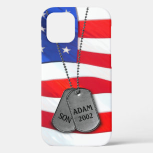 Militaire Dog Tags op Amerikaanse vlag Case-Mate iPhone Case