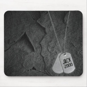 Militaire Dog Tags op Rock Muismat