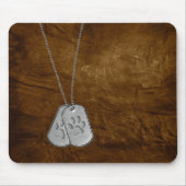 Militaire doosjes met verfdrukken op leder muismat (Voorkant)