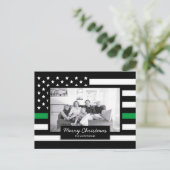 Militaire dunne groene lijn Amerikaanse vlag foto Feestdagenkaart (Staand voorkant)