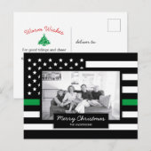 Militaire dunne groene lijn Amerikaanse vlag foto Feestdagenkaart (Voorkant / Achterkant)