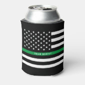 Militaire Dunne Groene Lijn Amerikaanse Vlag Monog Blikjeskoeler (Blikje Achterkant)