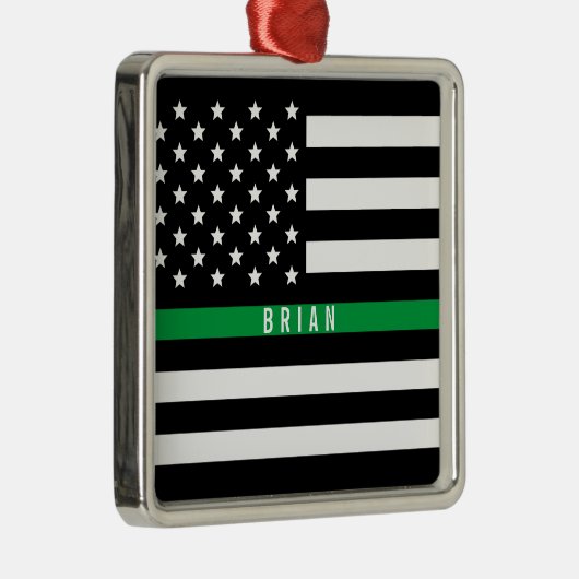 Militaire Dunne Groene Lijn Amerikaanse Vlag Monog Metalen Ornament (Rechts)