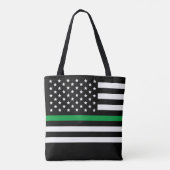 Militaire Dunne Groene Lijn Amerikaanse Vlag Monog Tote Bag (Achterkant)