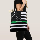 Militaire Dunne Groene Lijn Amerikaanse Vlag Monog Tote Bag (Dichtbij)