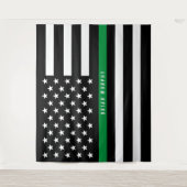 Militaire dunne groene lijn Amerikaanse vlag-monog Wandkleed (Voorkant)
