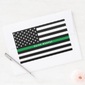 Militaire dunne groene lijn Amerikaanse vlag Voeg  Rechthoekige Sticker (Envelop)