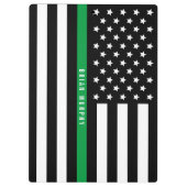 Militaire dunne groene lijn Amerikaanse vlaggennaa Klembord (Achterkant)