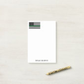 Militaire Dunne Groene Lijn Amerikaanse Vlagnaam 4 Post-it® Notes (Op bureau)
