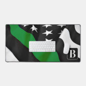 Militaire dunne groene lijn gepersonaliseerd monog bureaumat (Keyboard & Muis)