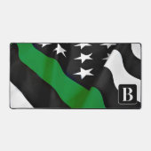 Militaire dunne groene lijn gepersonaliseerd monog bureaumat (Voorkant)