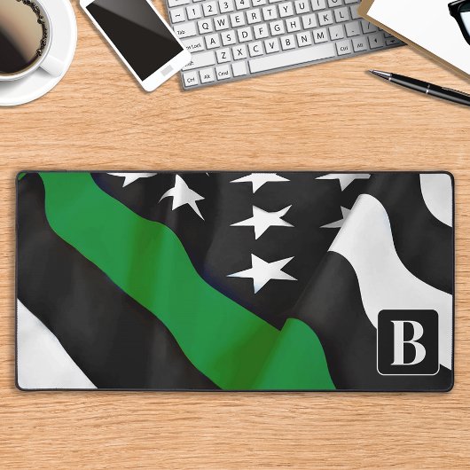 Militaire dunne groene lijn gepersonaliseerd monog bureaumat