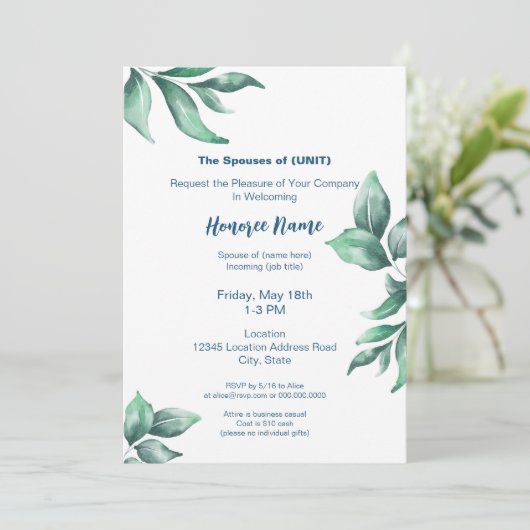 Militaire echtgenoot Greenery Digital Welkom Kaart (Staand voorkant)