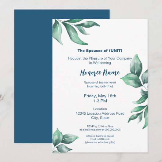 Militaire echtgenoot Greenery Digital Welkom Kaart (Voorkant / Achterkant)