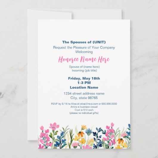 Militaire echtgenoot Welkom Floral downloaden Kaart (Voorkant)