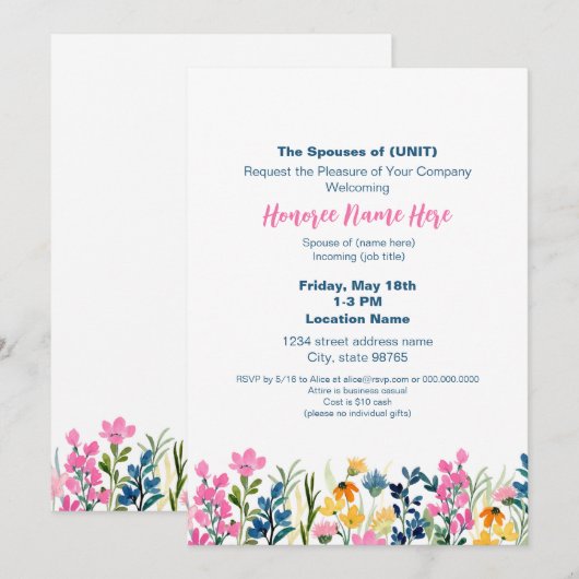 Militaire echtgenoot Welkom Floral downloaden Kaart (Voorkant / Achterkant)