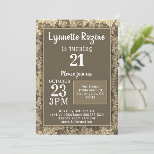 Militaire Gold Camouflage Glitter Birthday Party Kaart (Staand voorkant)